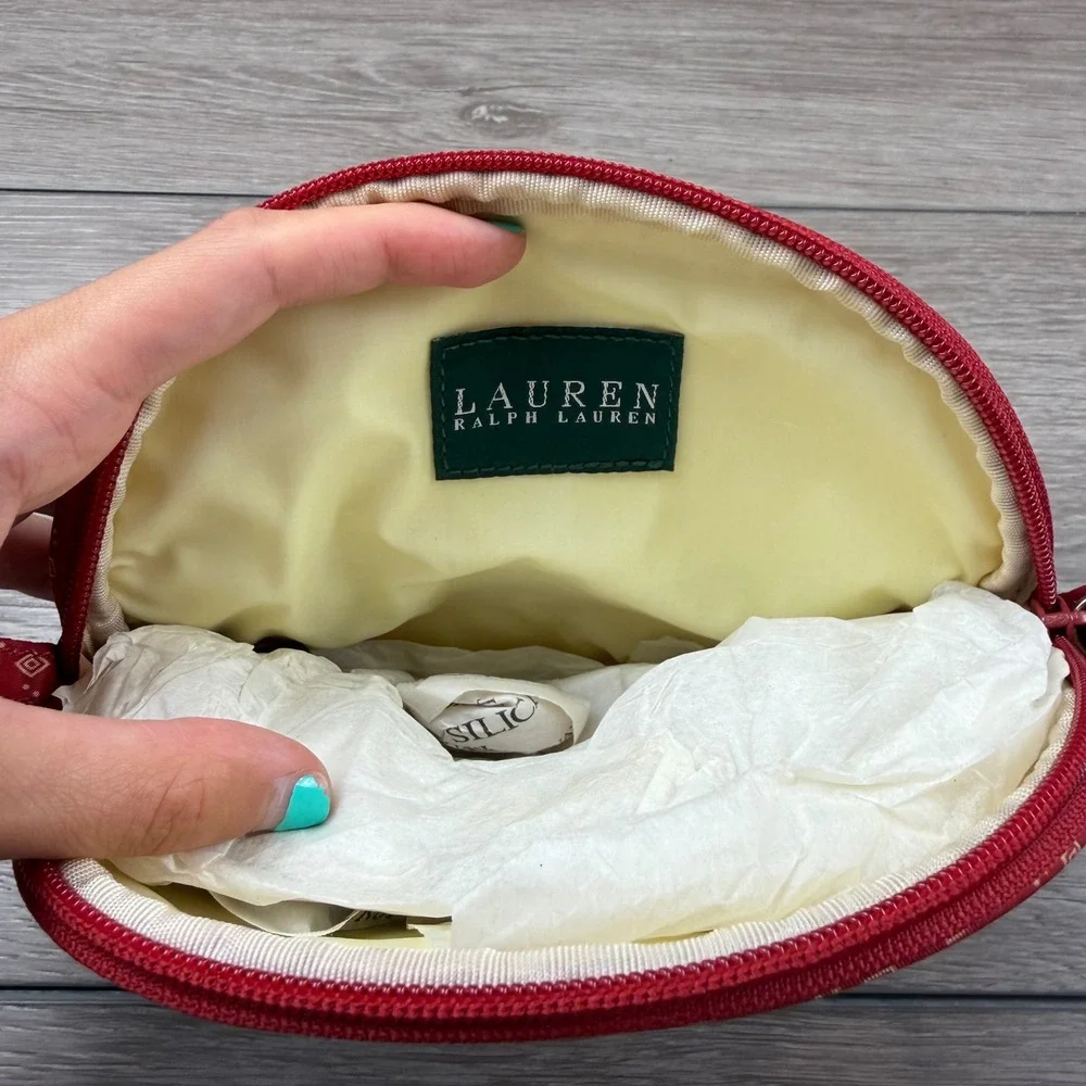 Lauren Ralph Lauren Women Cosmetic Bag Diamond Print Red Small